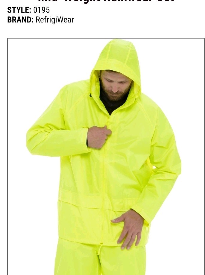 Refrigiwear 0195R MID-WEIGHT RAINWEAR SET LIME REGULAR 4XL