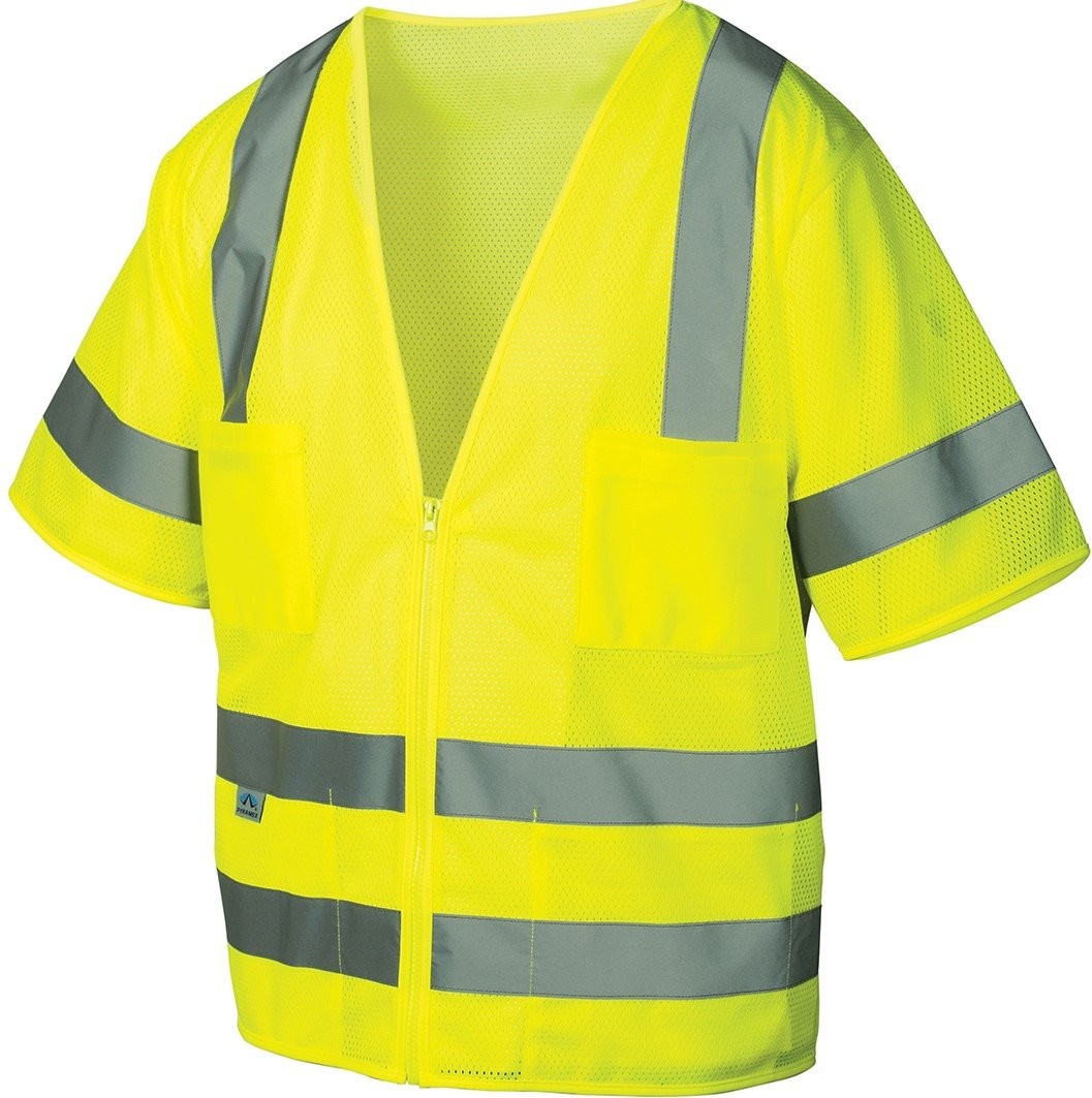 Pyramex Class 3 HiVis Lime Safety Vest Premium Breathable Medium Fit Gear