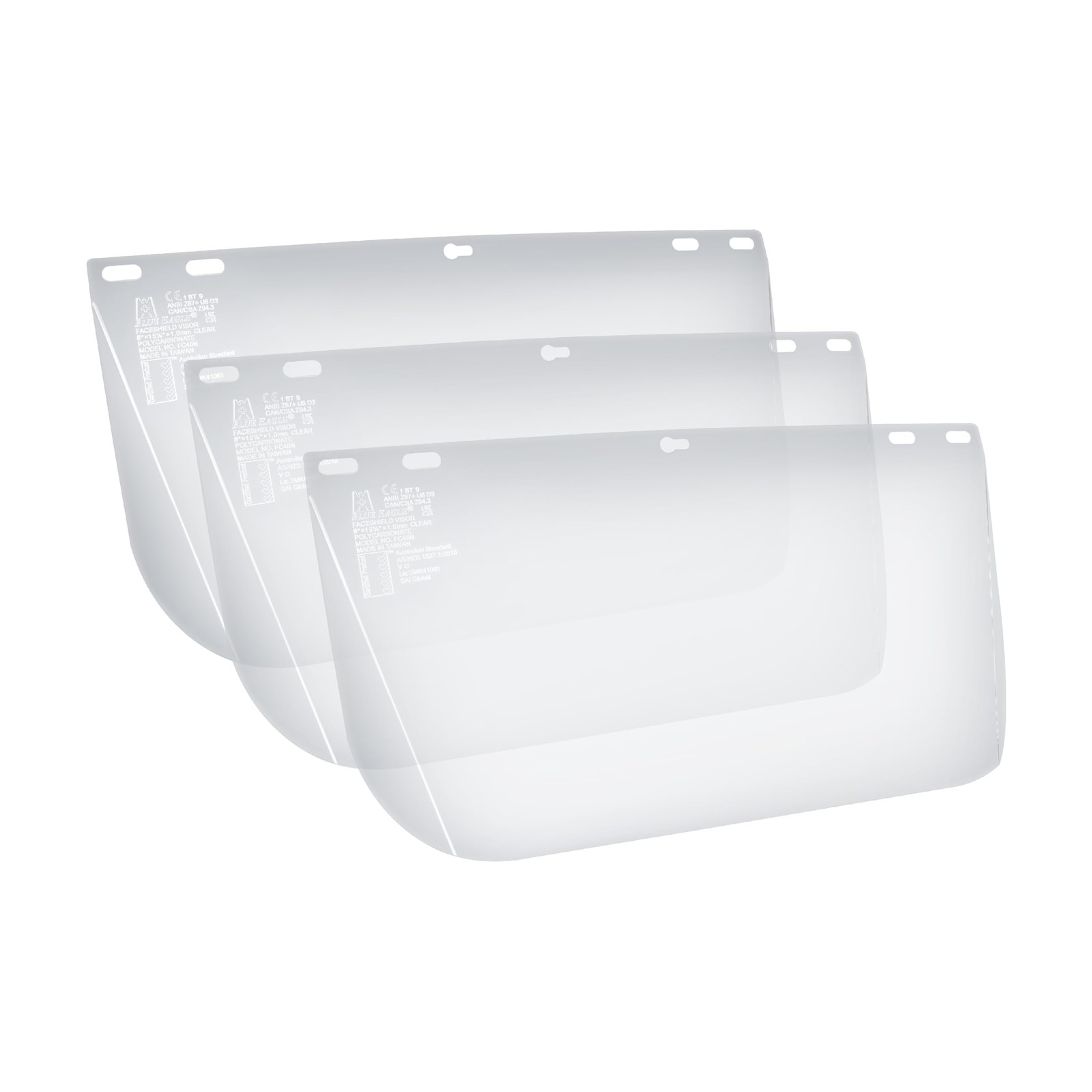 Faceshield Replacement Visors Clear Edgeless Polycarbonate 3 PCS FC48N