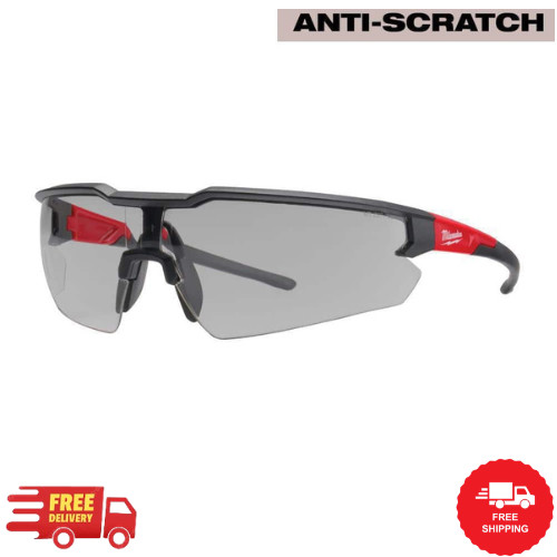 Gray Milwaukee Safety Glasses Anti-Scratch, Hard Coat Protects Lenses