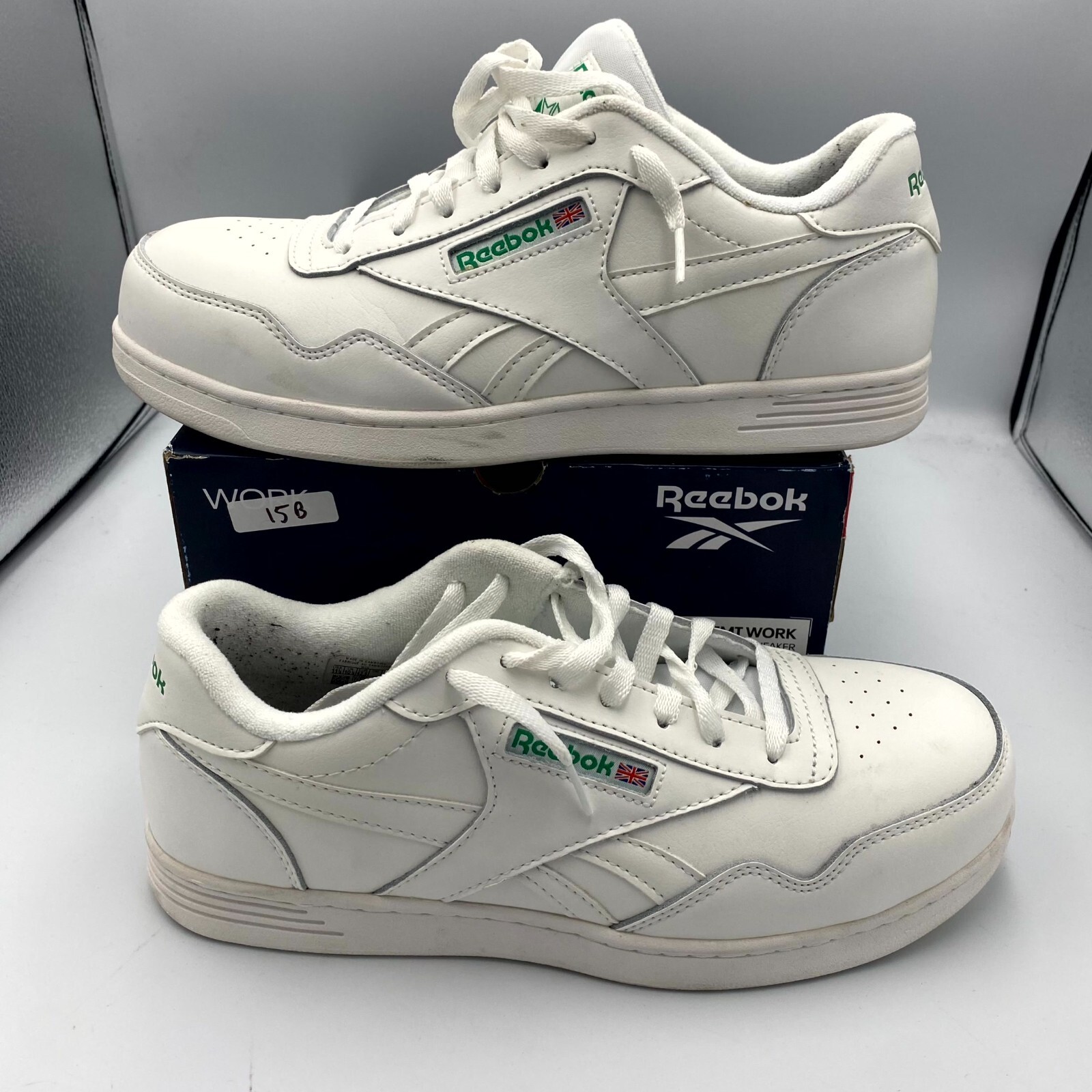 Reebok Club Memt Work RB117 Womens US 11.5 W Sneakers White Green Athletic Shoes