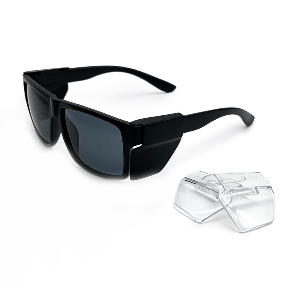 Safety Glasses with Removable Side Shield,UV400 Protection Goggles, Rectangle…