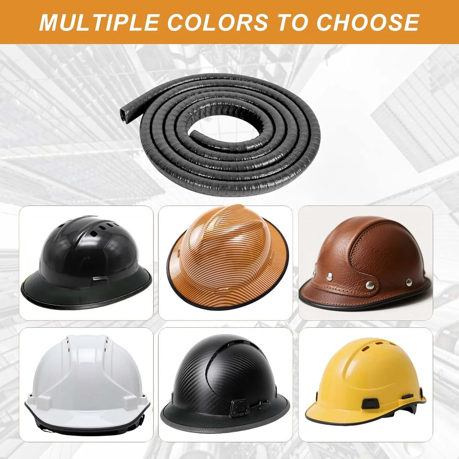 2-Pack Hard Hat Brim Guard – Two 36.6in Steel Core Impact-Resistant Edge Protect