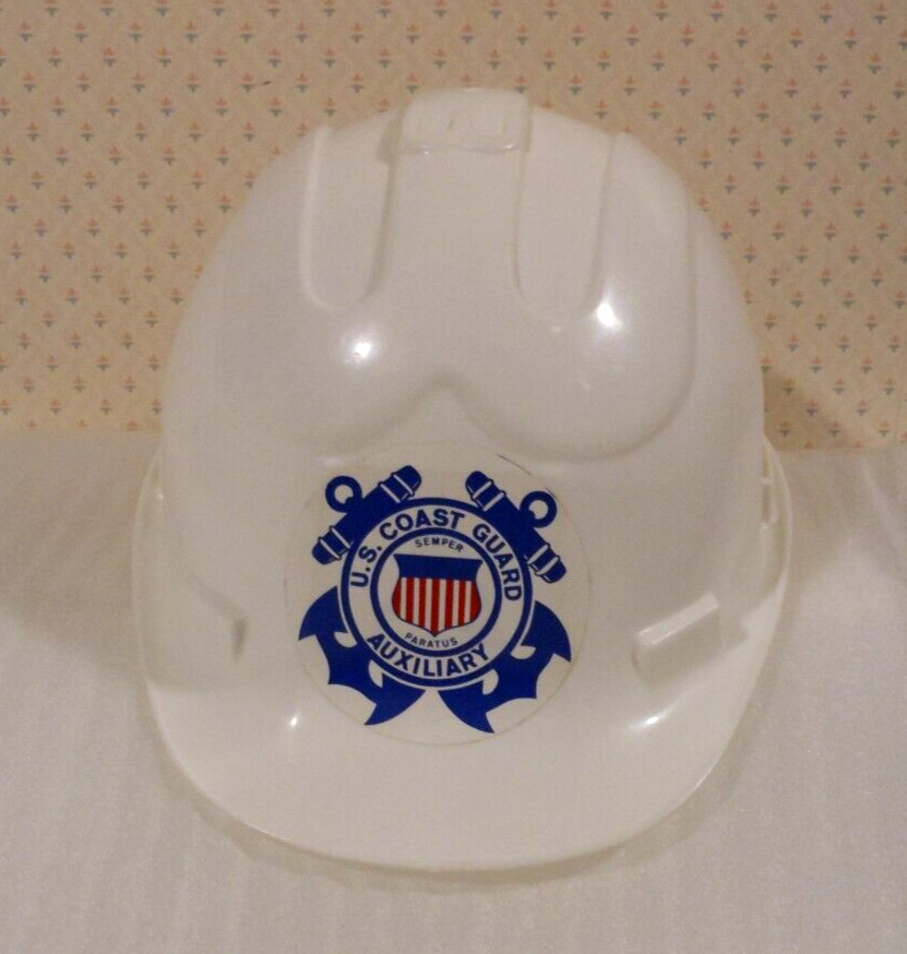 Vintage USCG Construction Work Hard Hat Cover United States Coast Guard Auxiliar