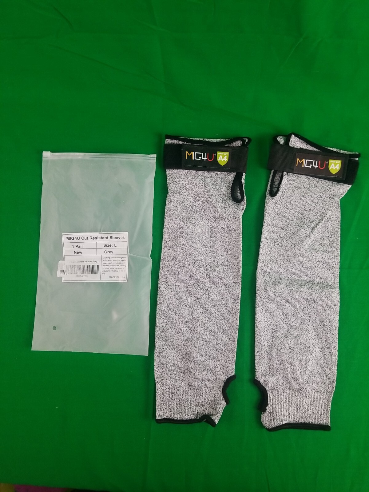 MIG4U Cut Resistant Sleeves Mens Size Large Arm Guards Safety W/Thumb Holes