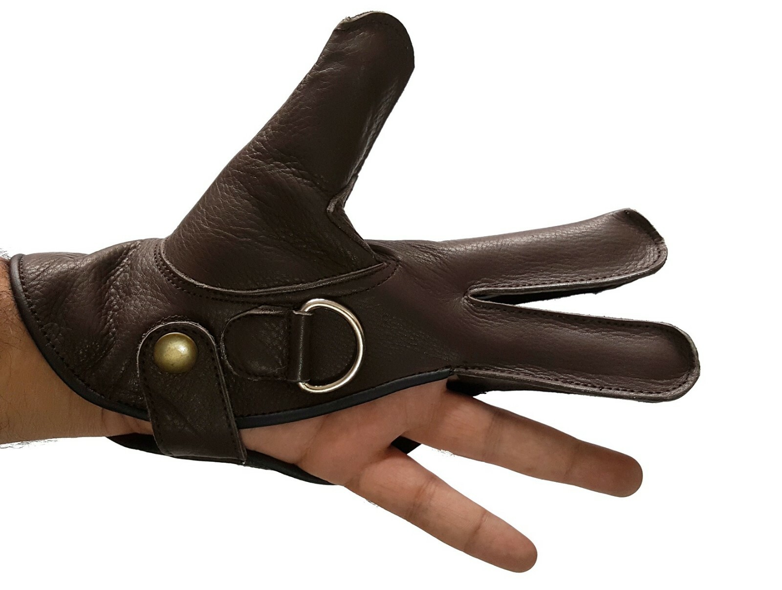FALCONRY 3 FINGER COWHIDE LEATHER GLOVES ( M ) 10 INCH