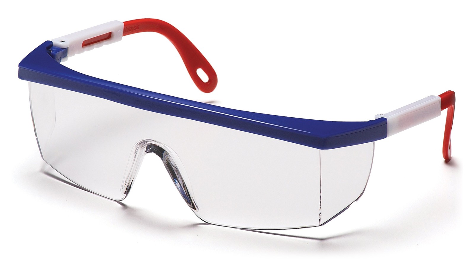 Integra Safety Eyewear, Clear Lens With Red, White, And Blue Frame