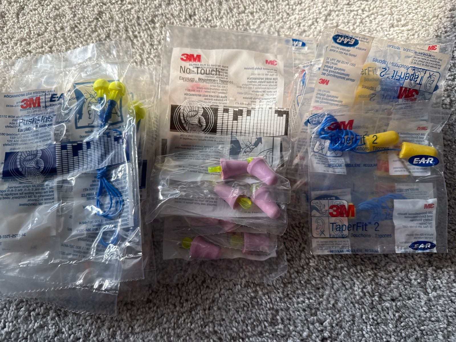 3M Earplugs – Mixed – Corded Push-ins, No touch and Corded Taper fit 2 NEW