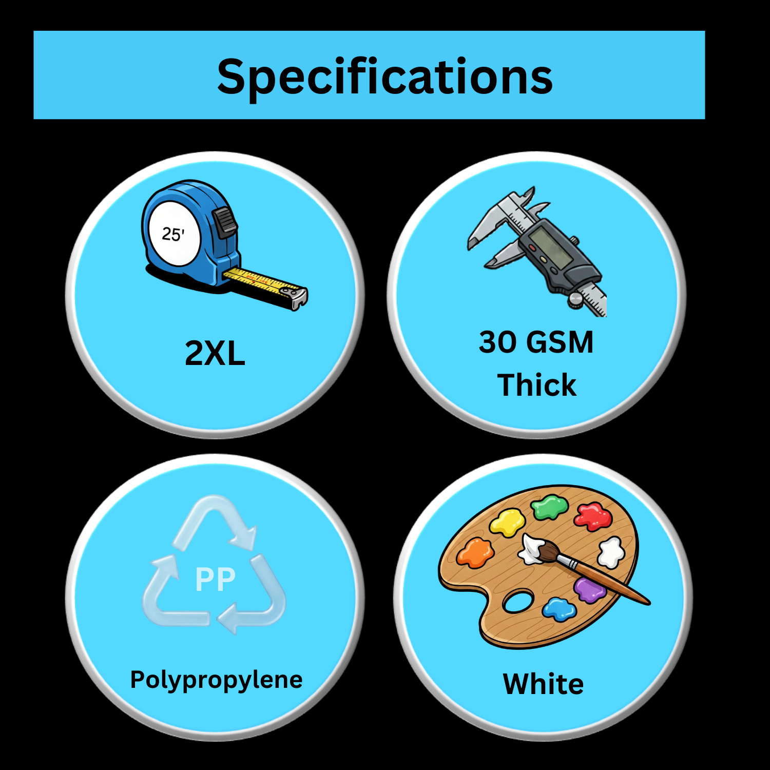 White Polypropylene 30G Lab Coats, 4 Snaps, Elastic Wrists, 2X-Large 25 Pieces