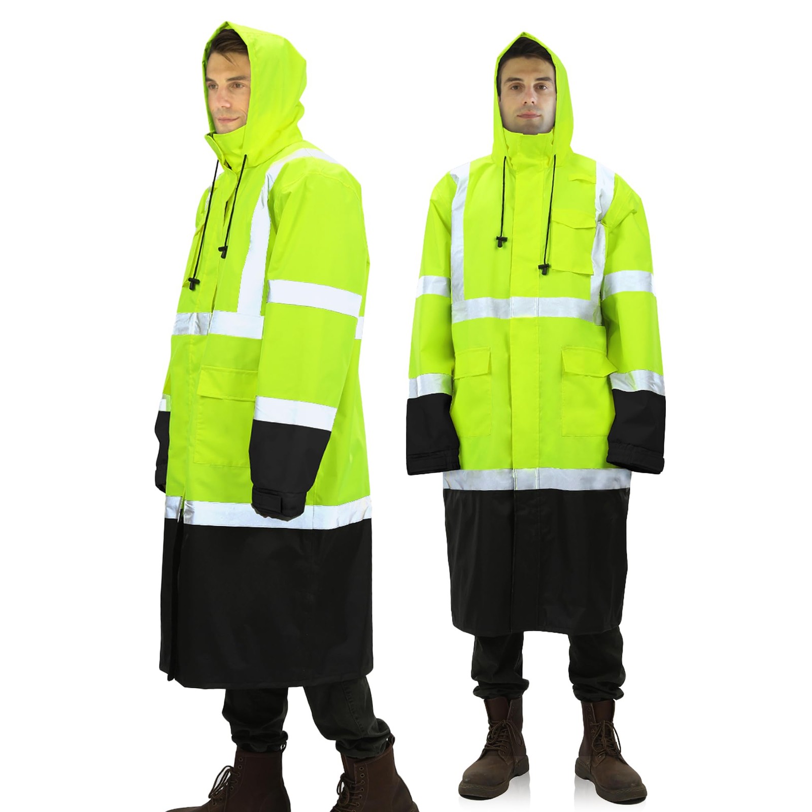 Safety Rain Coats for Men Work, Class 3 HighVisibility Rain Gear Construction…