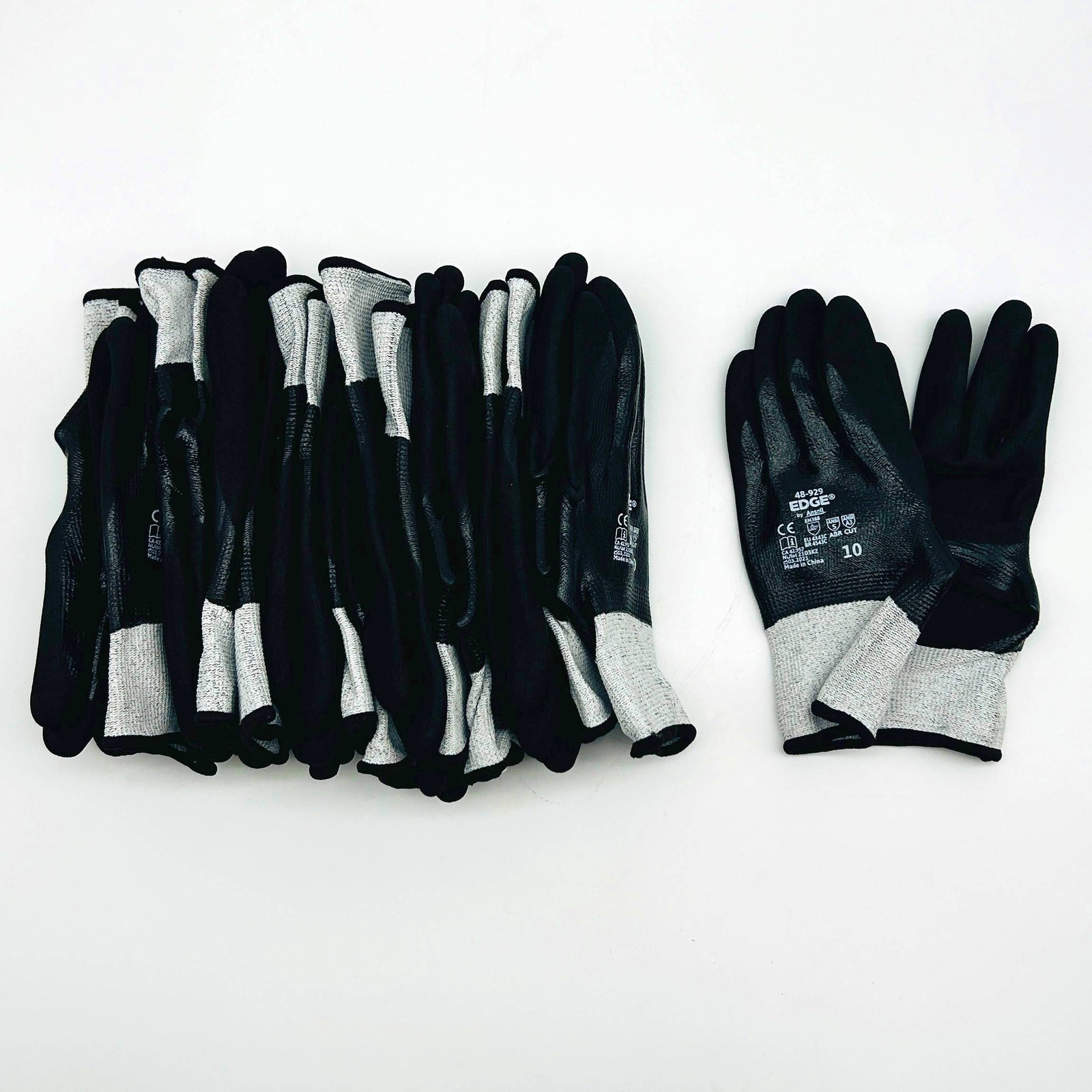 Ansell Edge 48-929 Cut and Oil-Resistant Gloves Size 10 XL Nitrile Coat 12 Pairs