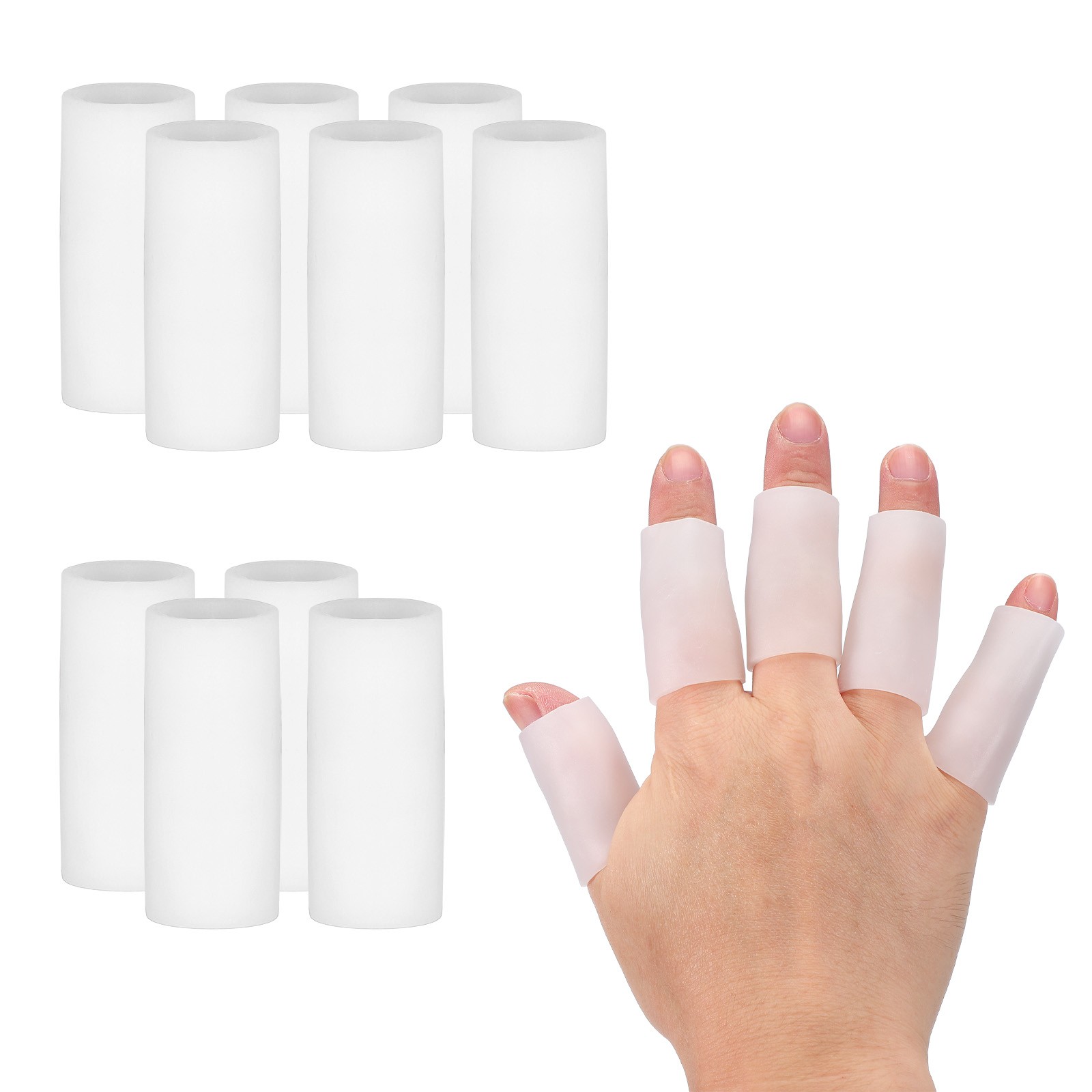 Finger Sleeve Protectors, 10pcs Silicone Gel Finger Cots Cover 2″x0.8″ White
