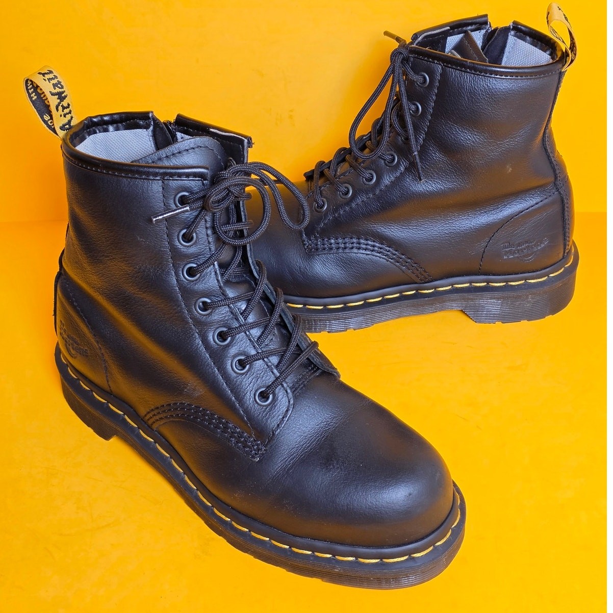 Dr Martens Maple Zip Black Leather Steel Toe Safety Work Boots Womens US 8 UK 6