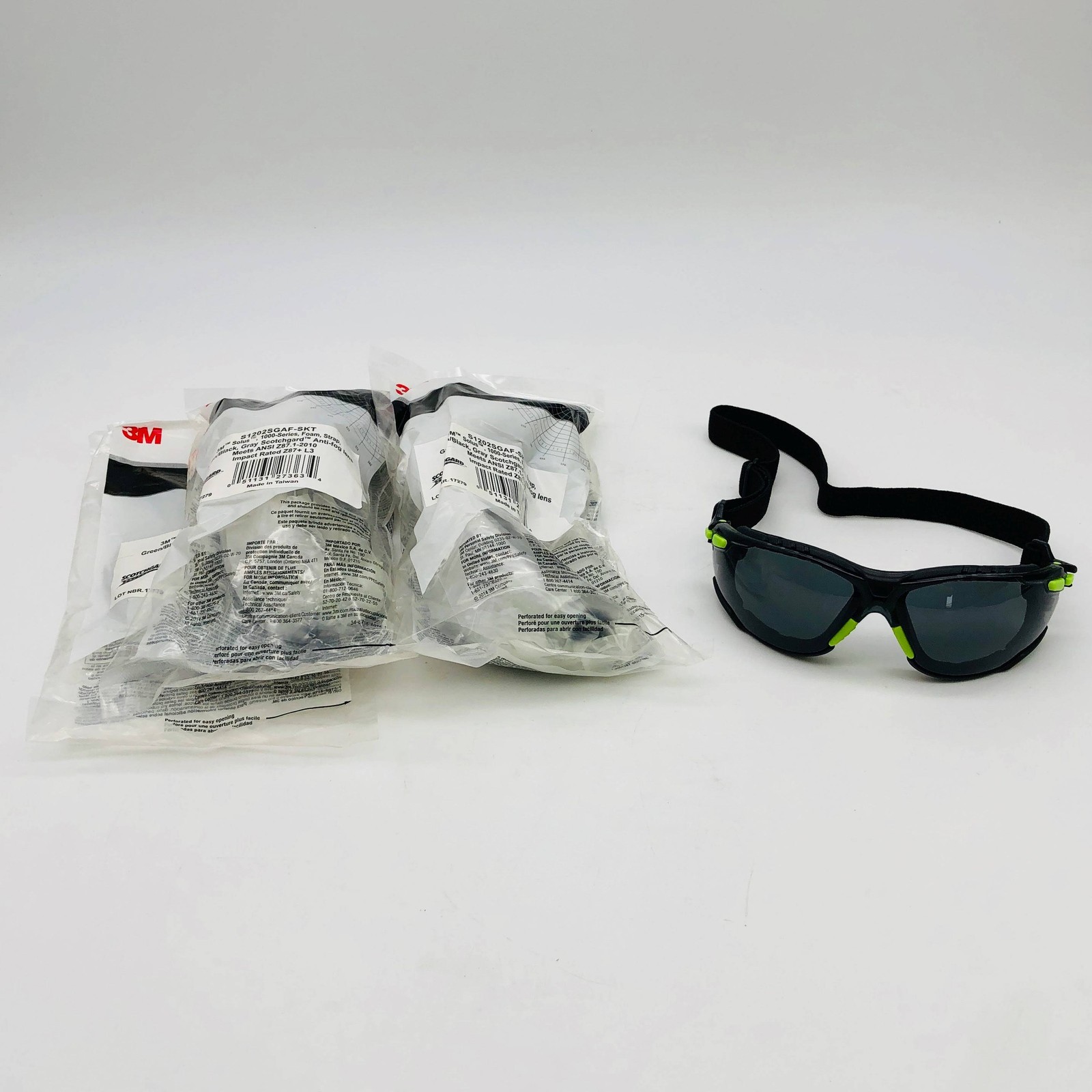 3M S1202SGAF-SKT Safety Glasses Solus 1000 Series Foam Strap Scotchgard 3 Pairs