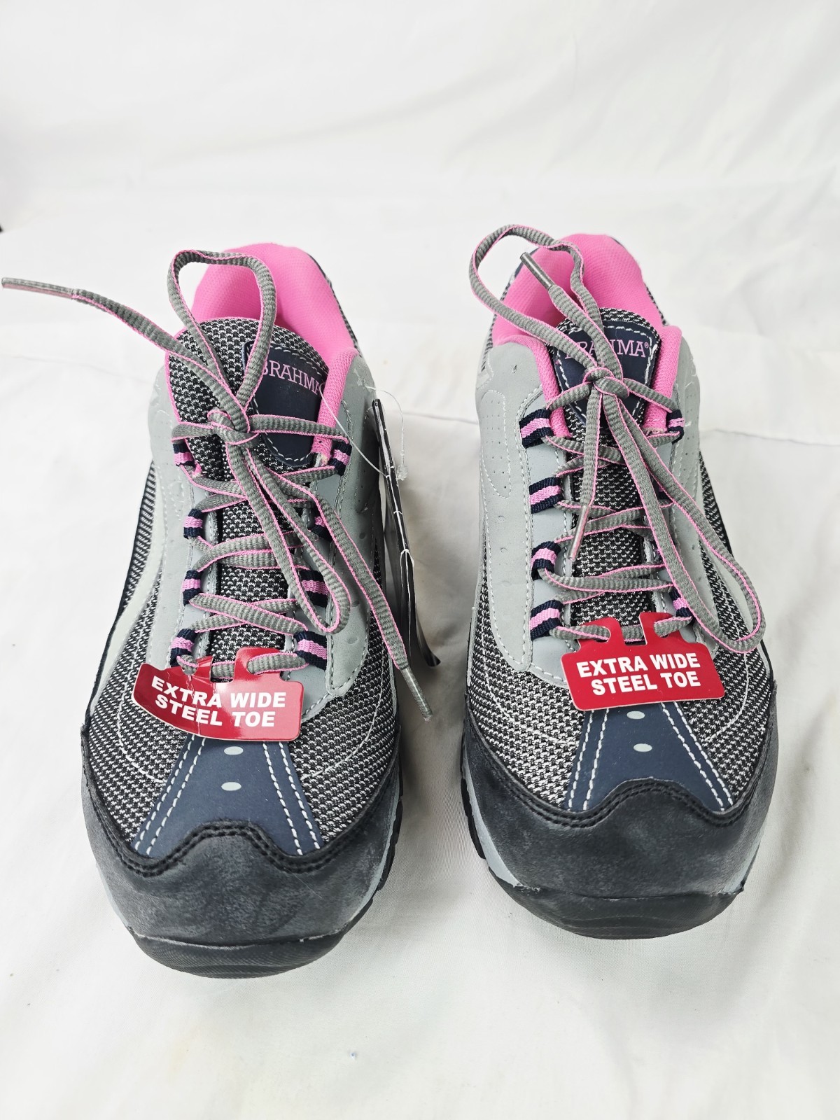 Brahma Women’s Size 11 Sarah Steel Toe Work Shoes Gray Pink Black Lace Up NEW
