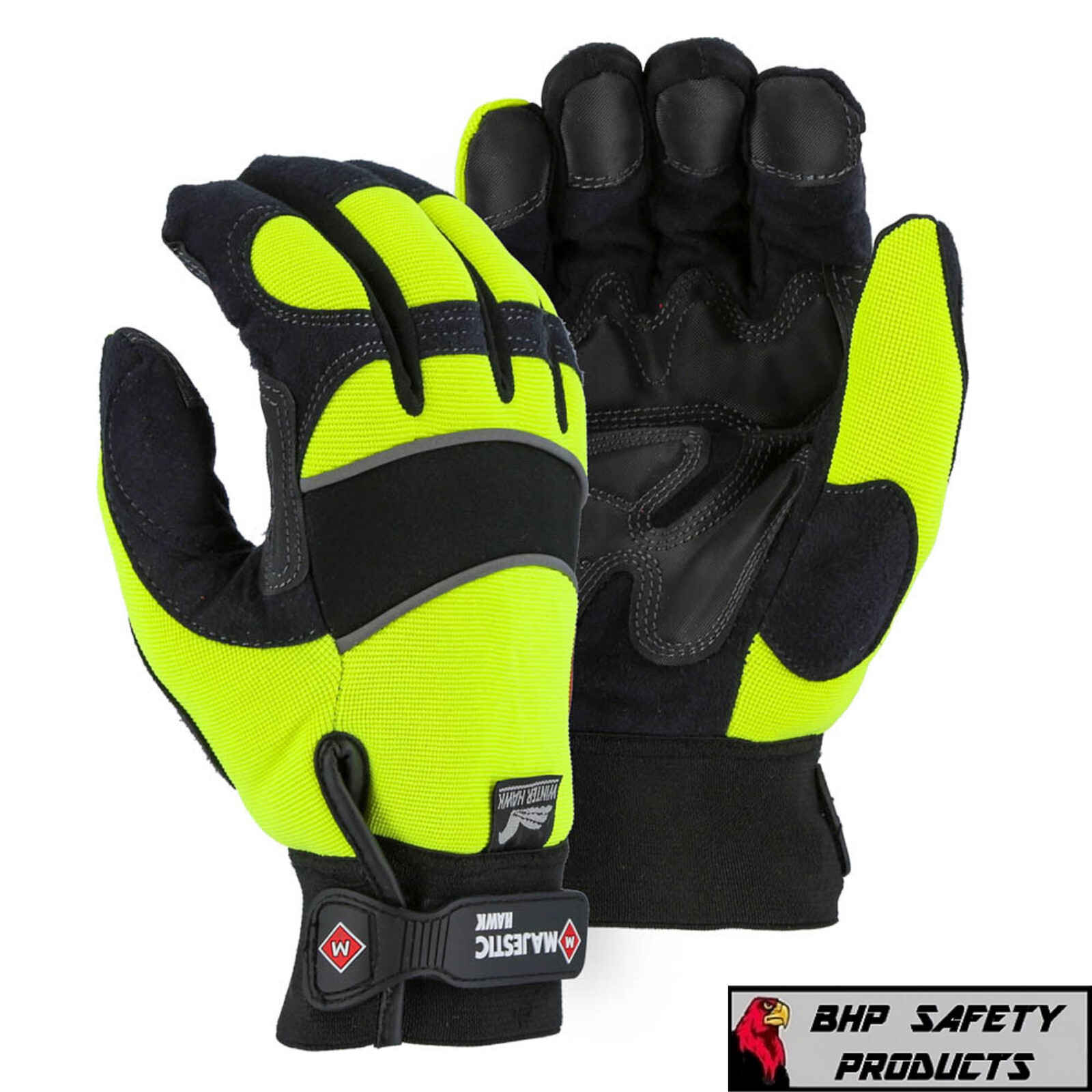 WARM INSULATED WATERPROOF WINTER WORK GLOVES MAJESTIC ARMORSKIN WINTER HAWK LIME