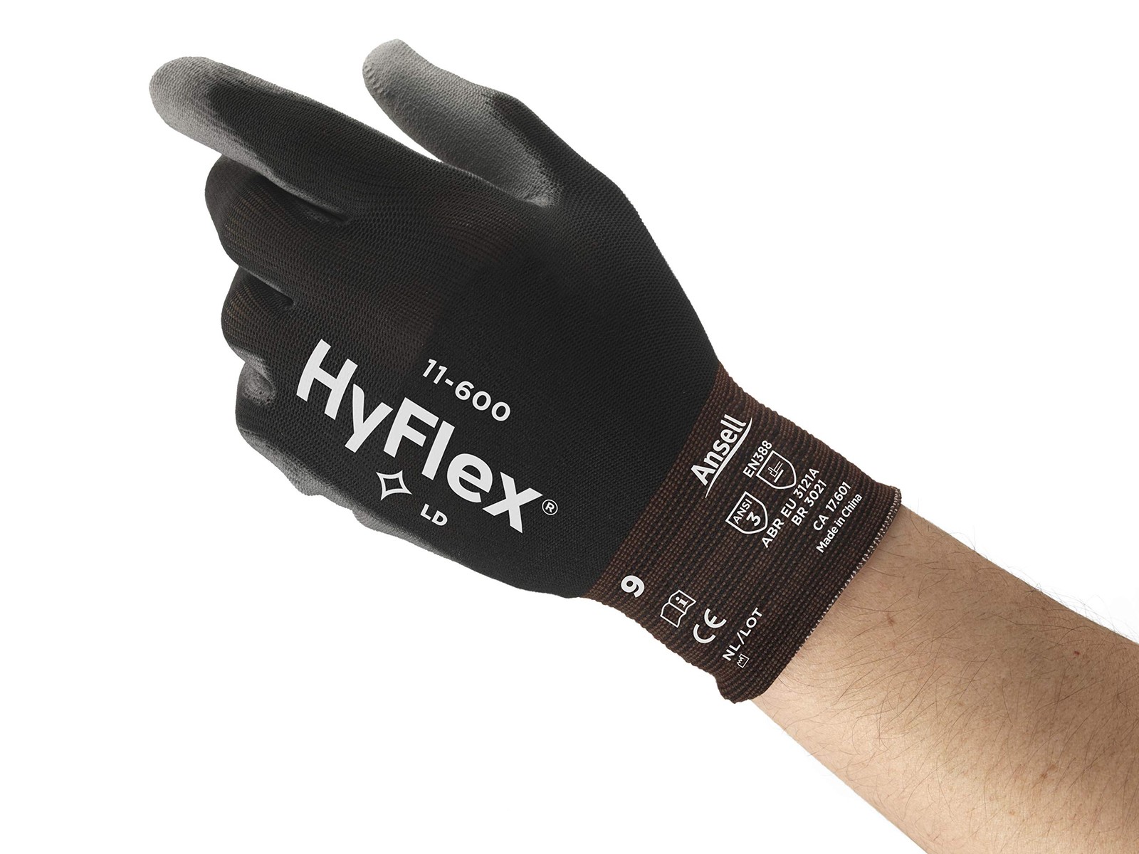 Ansell HyFlex 11 600 Black High Sensitivity Work Gloves Pack of 12 Small