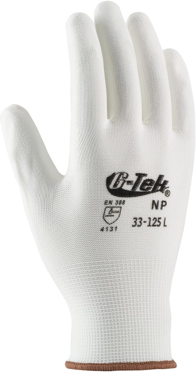 PIP G-Tek GP Nylon Glove with Polyurethane Grip Work Gloves, White Large, 1-Pair