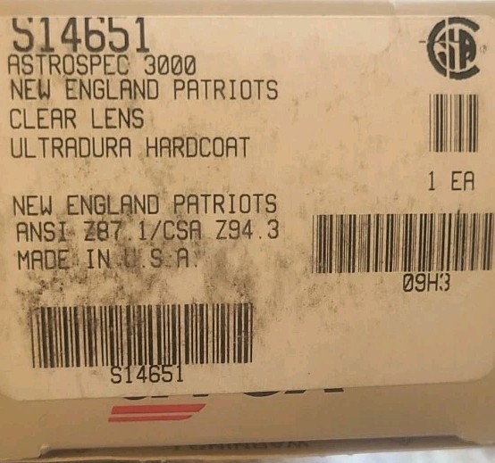 UVEX Astrospec 3000 New England Patriots Clear Lens Safety Glasses Made In USA