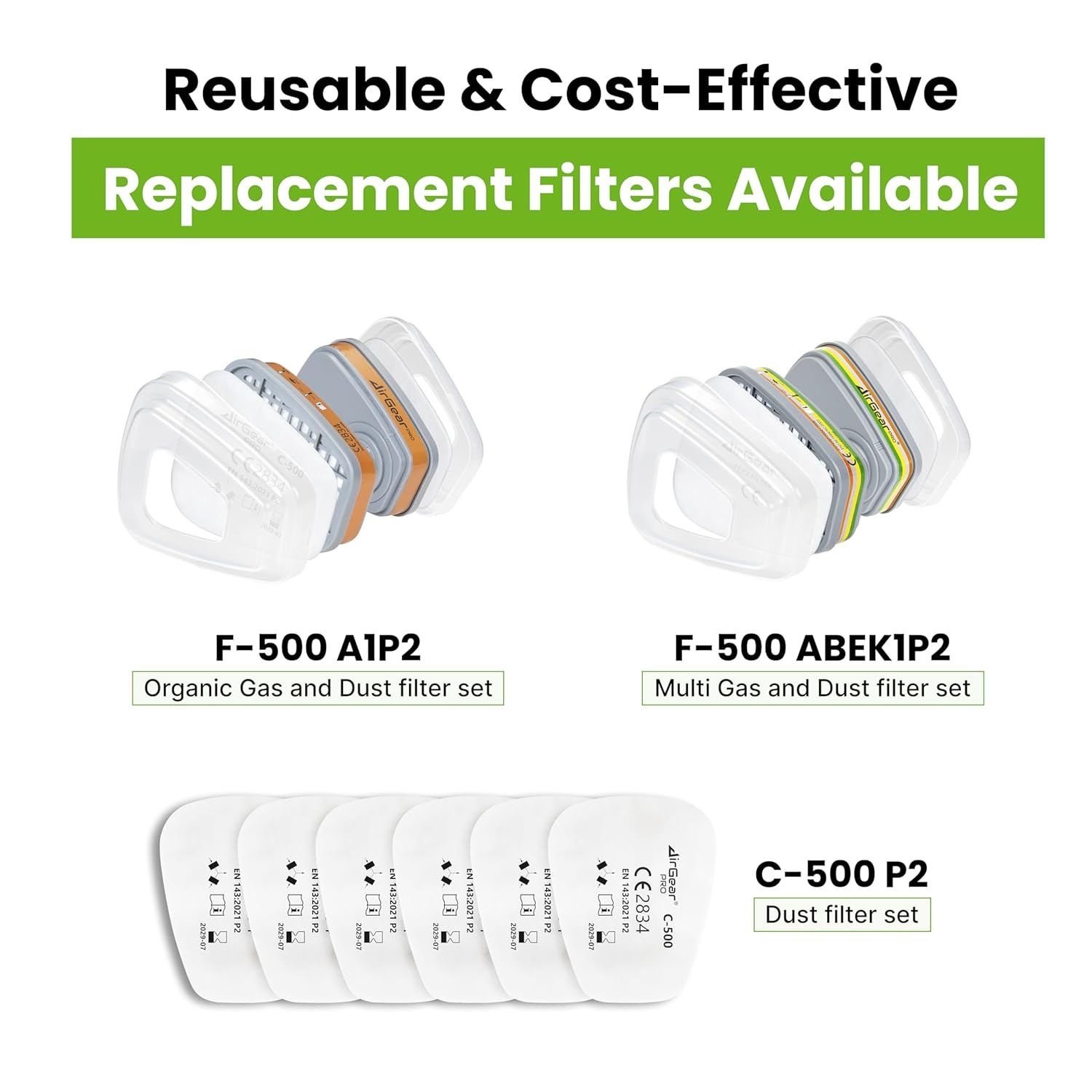 Lightweight Reusable Respirator Mask with A1P2 Filters for DIY & Construction