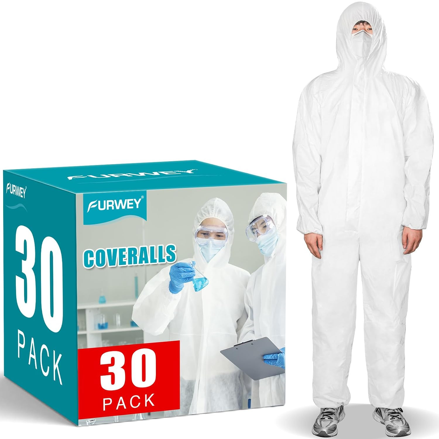 Traje Proteccion Desechable para Hazmat Paquete De 30 Piezas Size X Large