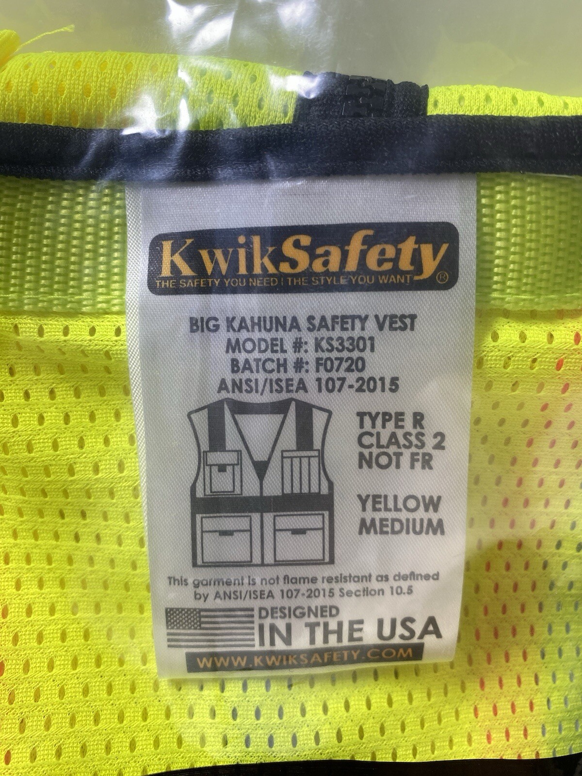 Lot Of (2) KwikSafety BIG KAHUNA Class 2 Hi Vis ANSI Reflective Safety Vest Med