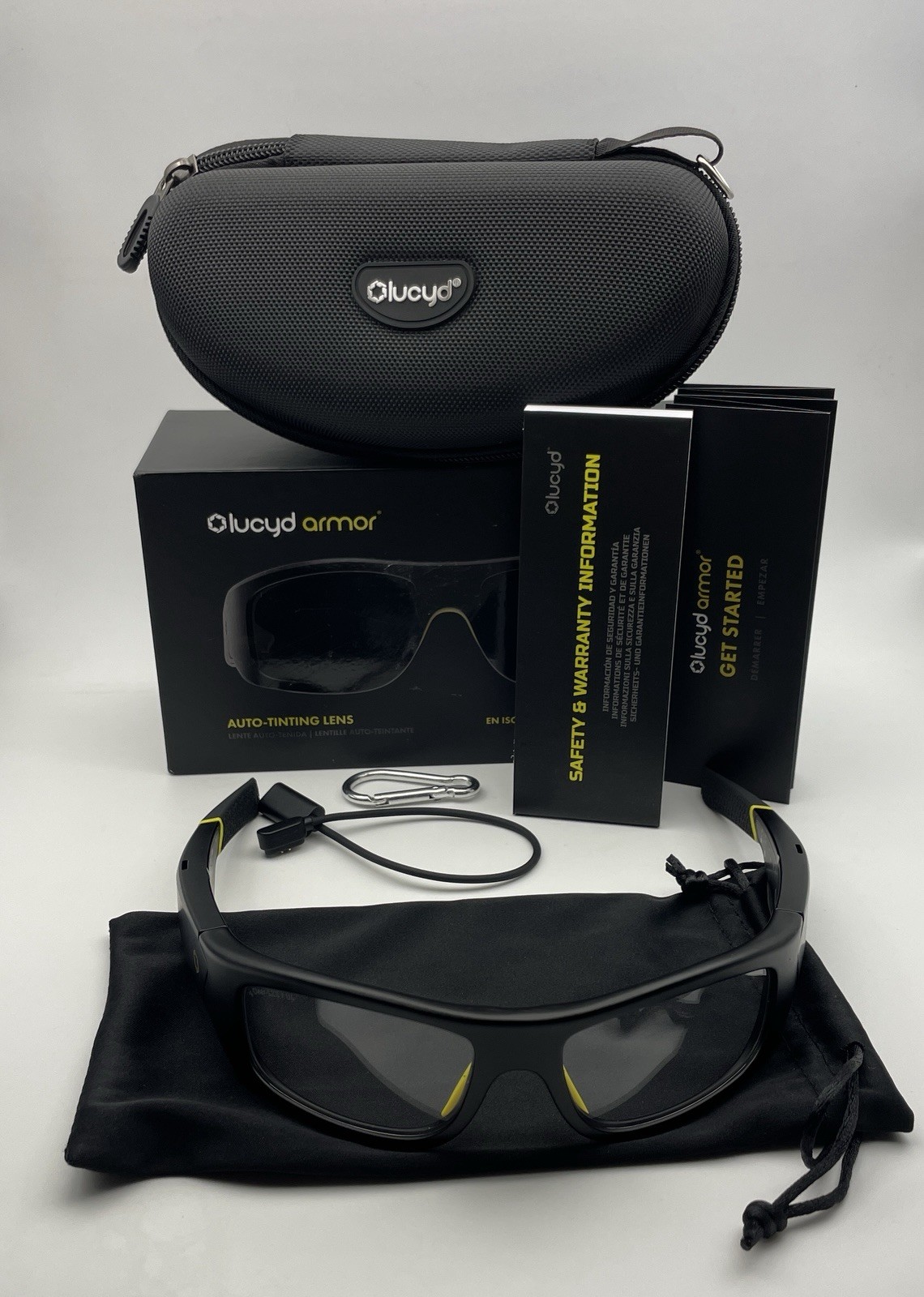 Lucyd Armor Smart Safety Glasses, Bluetooth Speakers & Mic, Light Adaptive Lens