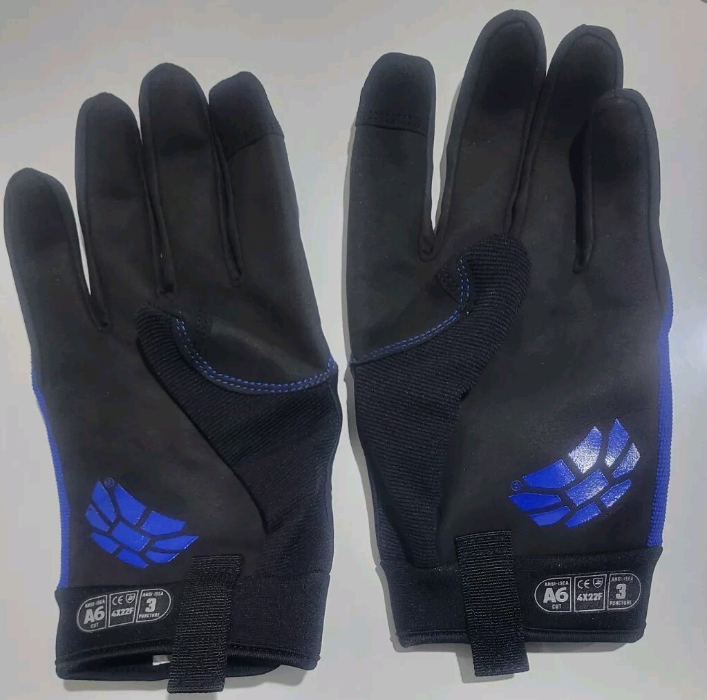 👀》🔥HexArmor Chrome #4018 Cut Resistant Mechanic Gloves》Blue/Black》Sz 10/XL 🆕️
