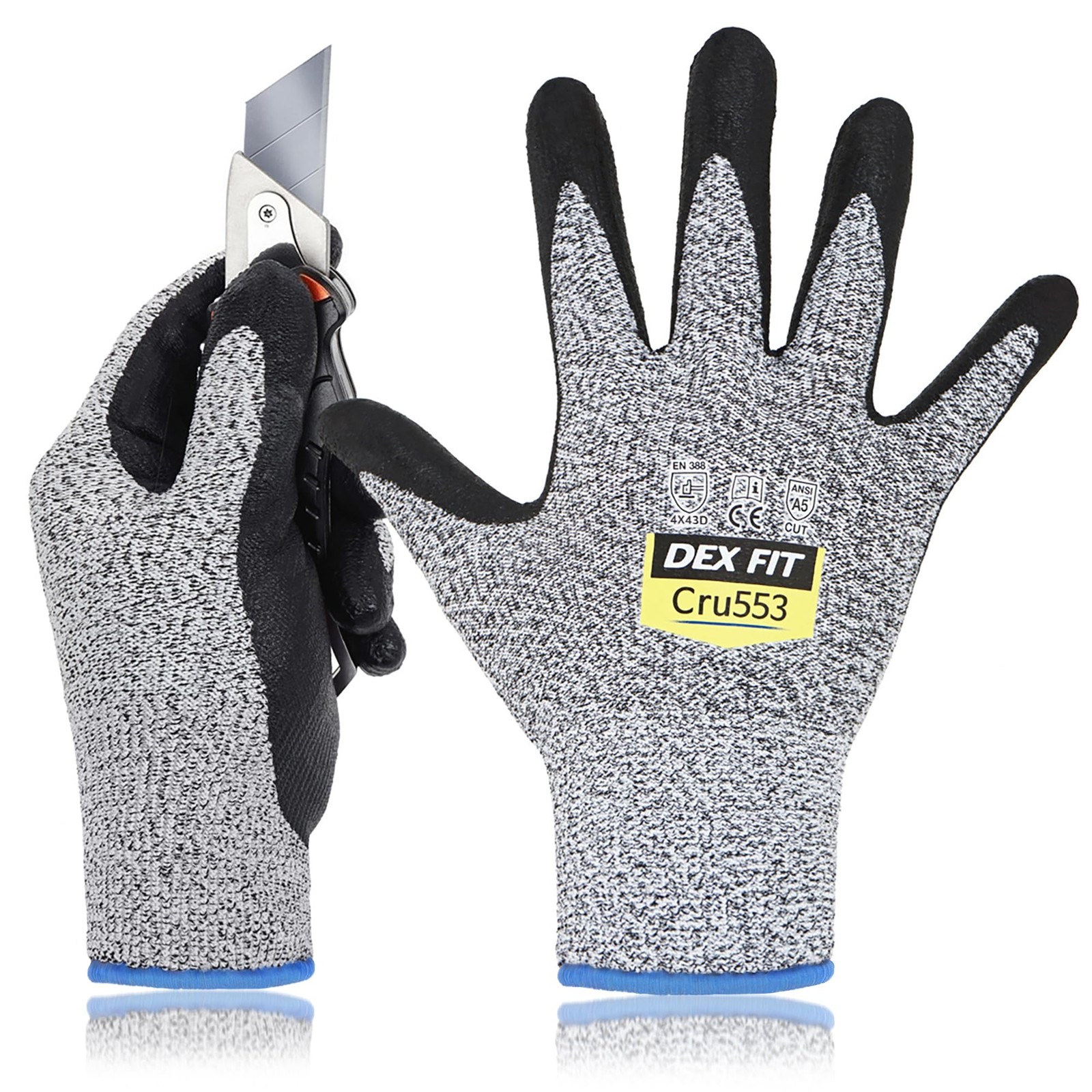 DEX FIT Level 5 Cut Resistant Gloves Cru553, 3D-Comfort Fit, Firm Grip, Thin …