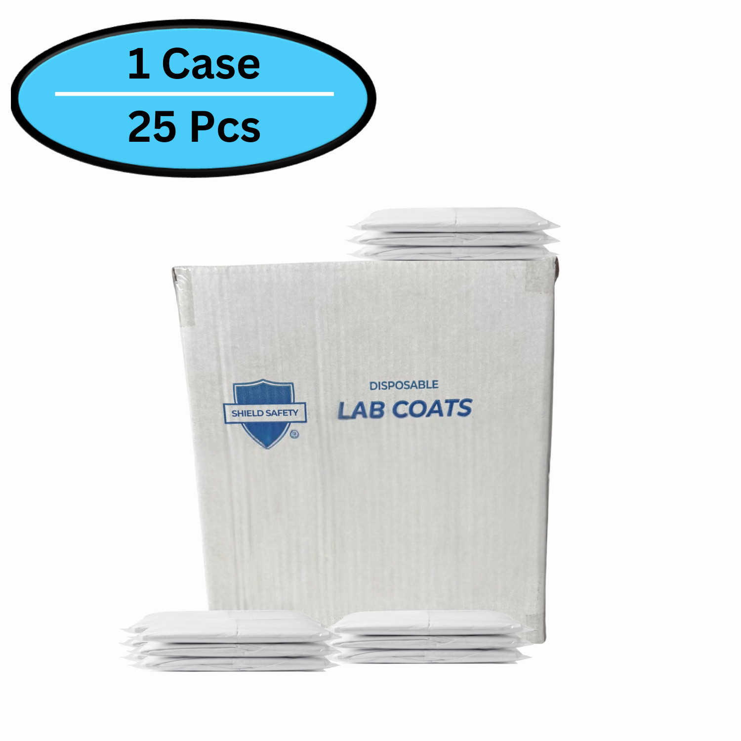 White Polypropylene 30G Lab Coats, 4 Snaps, Elastic Wrists, 2X-Large 25 Pieces