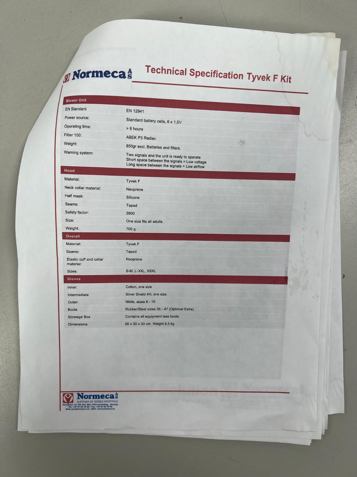 Normeca AS Hazmat Suits All Sizes, Children and Adult