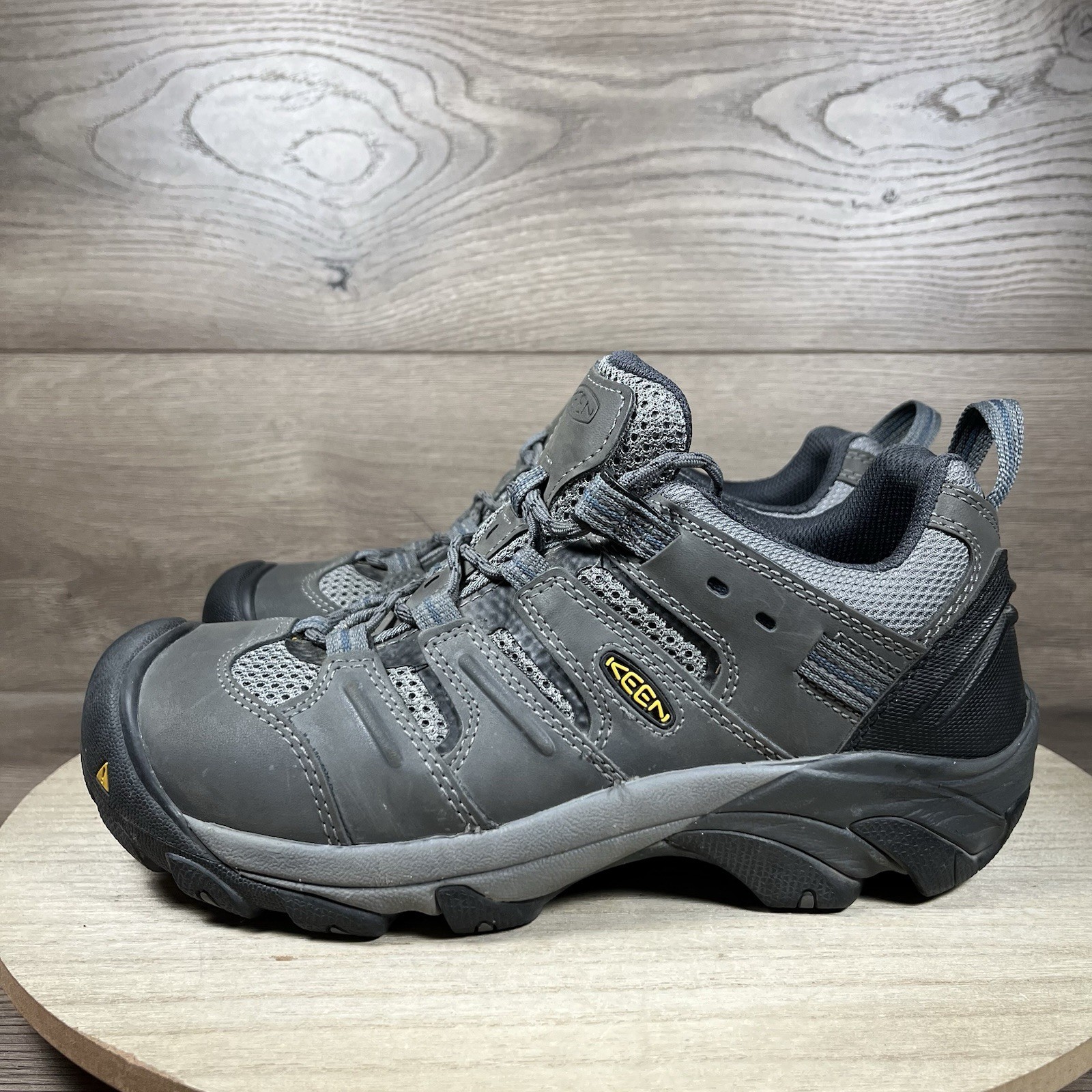 KEEN Utility Lansing Low Steel Toe Work Shoes Gray Black Mens Size 8.5 D
