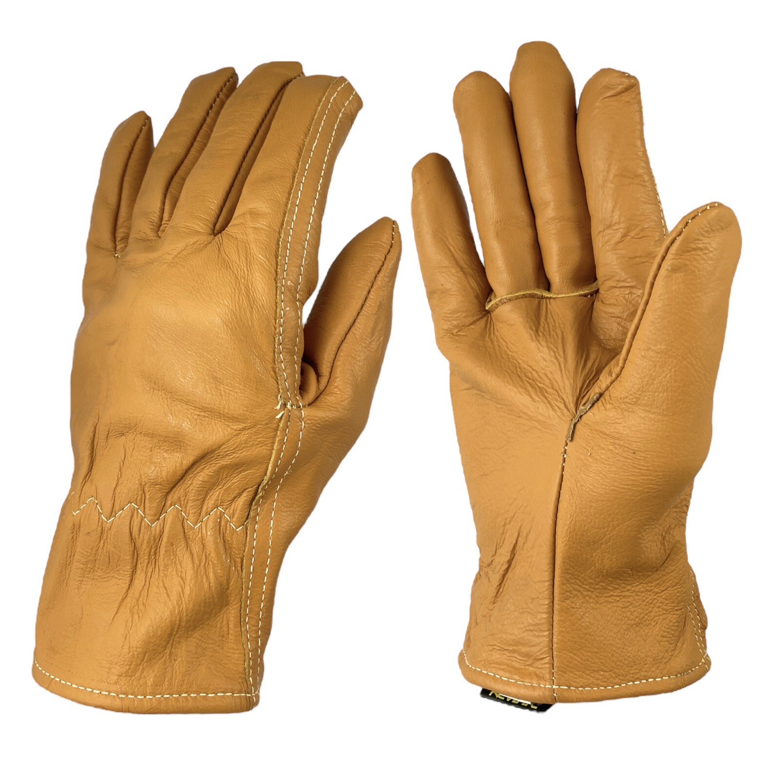 ☀️(1 Pair, Small) Leather Kevlar Lined Driver Work Gloves, Cut Resistant, Size S