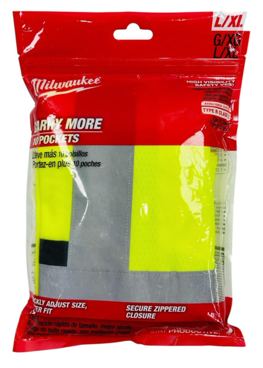 Milwaukee 48-73-5022 High Visibility Yellow Safety Vest L/XL 10 Pocket SEALED