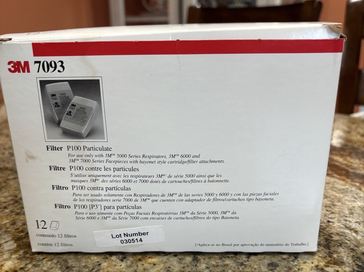 3M 7093 Respiratory Protection P100 Particulate Filter Pack of 12 NIB