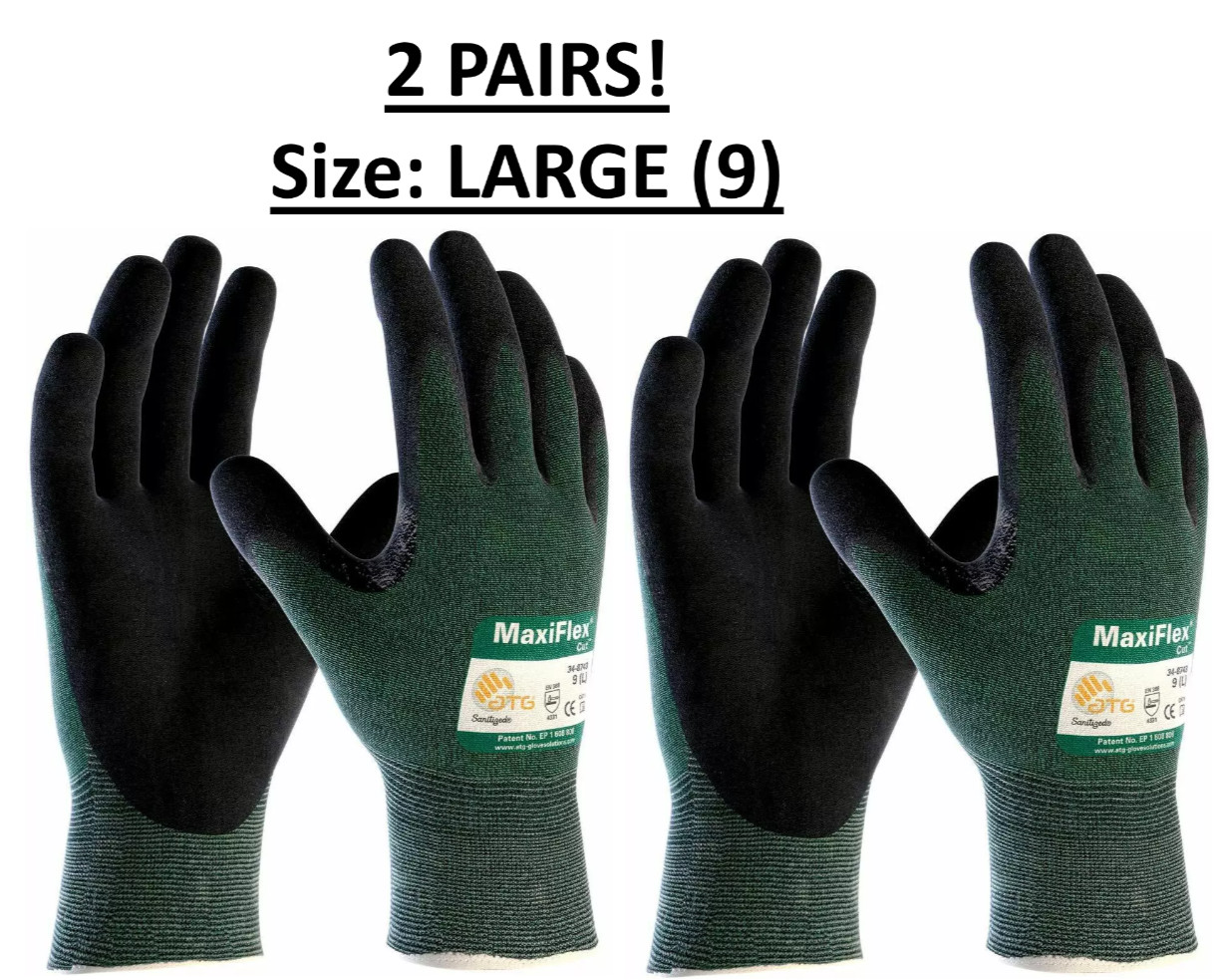 2 – MaxiFlex 34-8743 Foam Nitrile Coated ANSI A2 Cut Proof Resistant Work Gloves