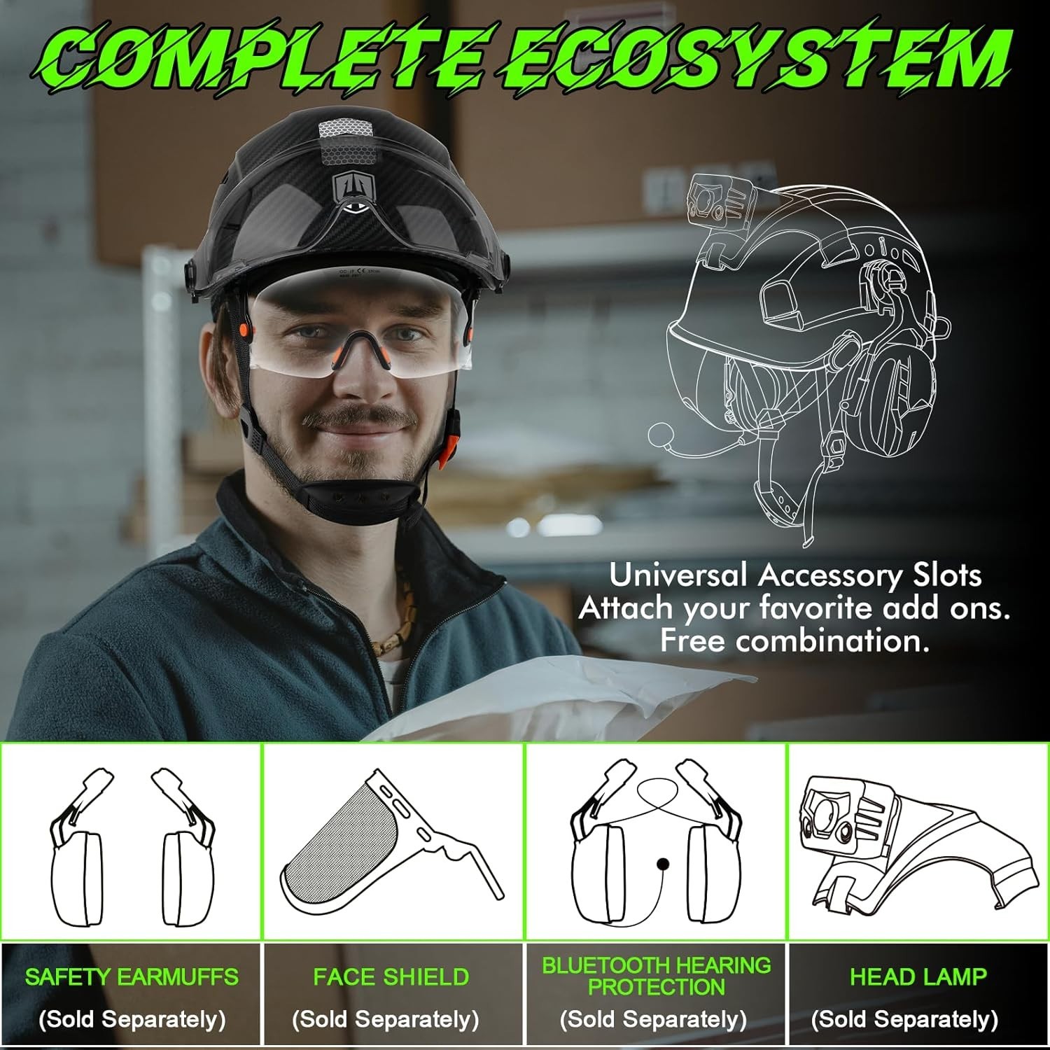 Safety Hard Hat with Tinted & Clear Visor Vented Construction Helmet Cascos De C