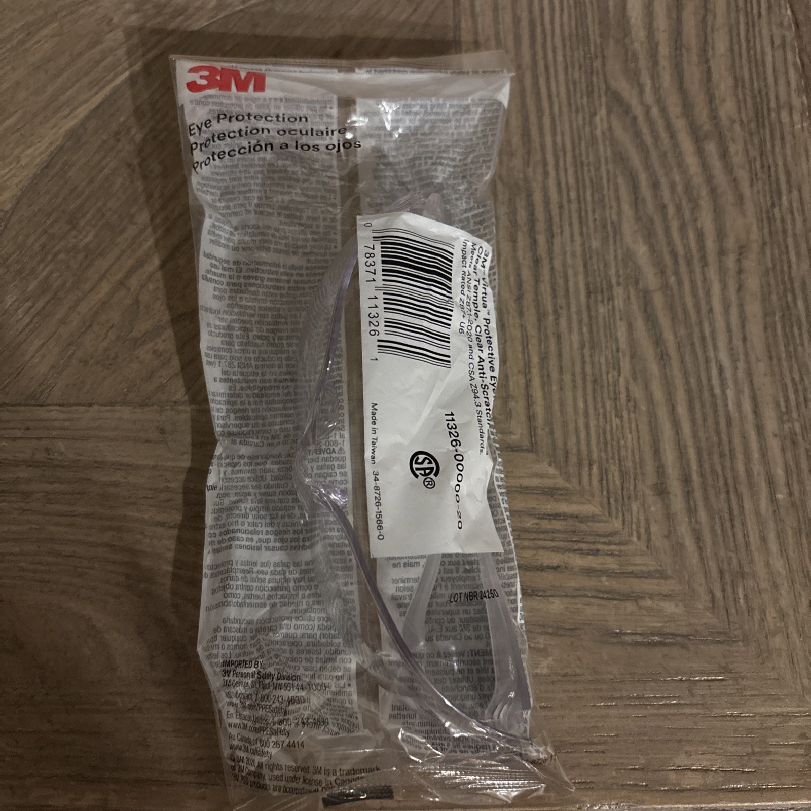 3M Virtua Safety Glasses, Clear Poly-carbonate Hard Coat Lens