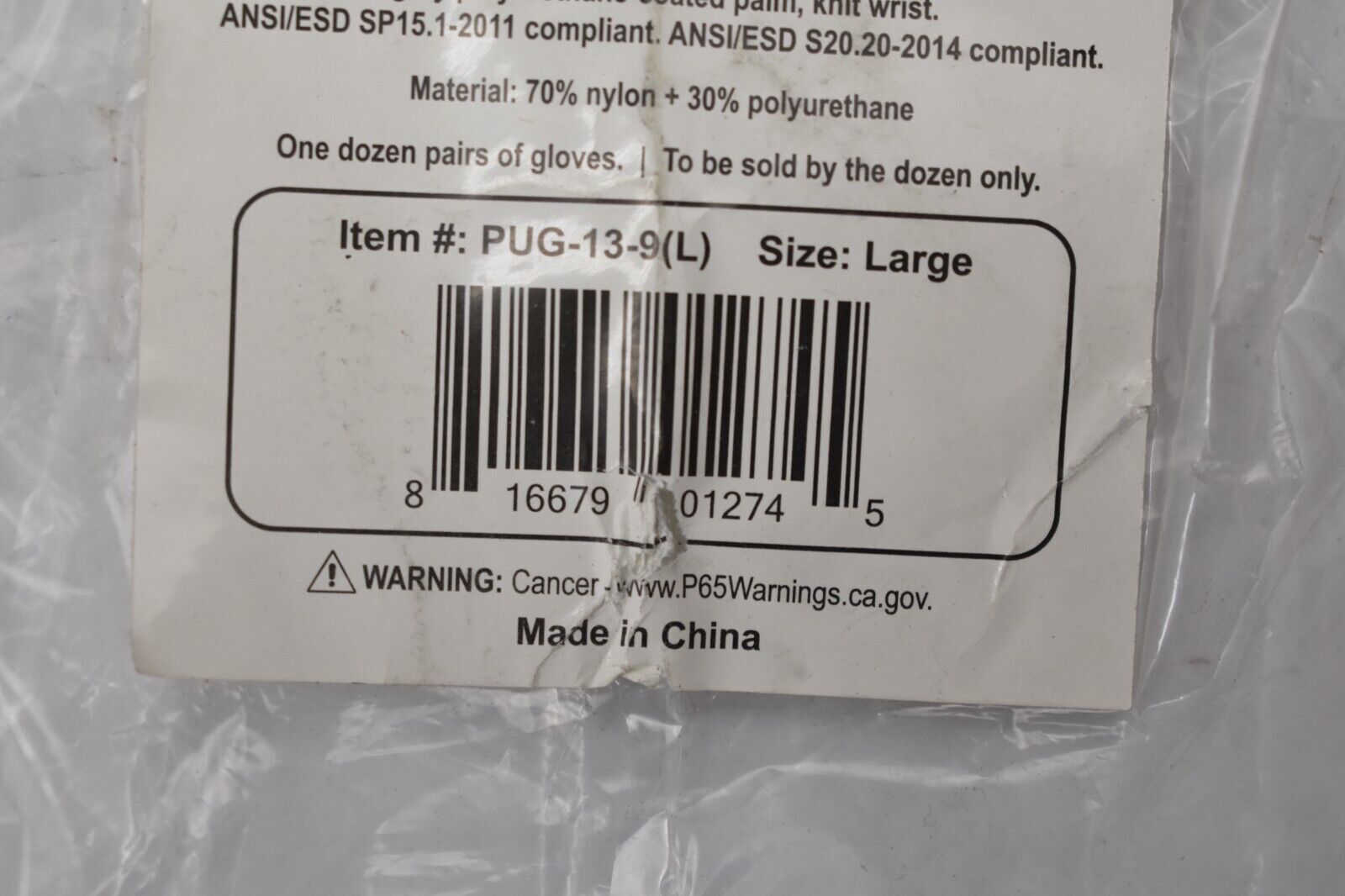 Global Glove Safety Manufacturing General Purpose Gray Nylon Shell 12 Pair Large