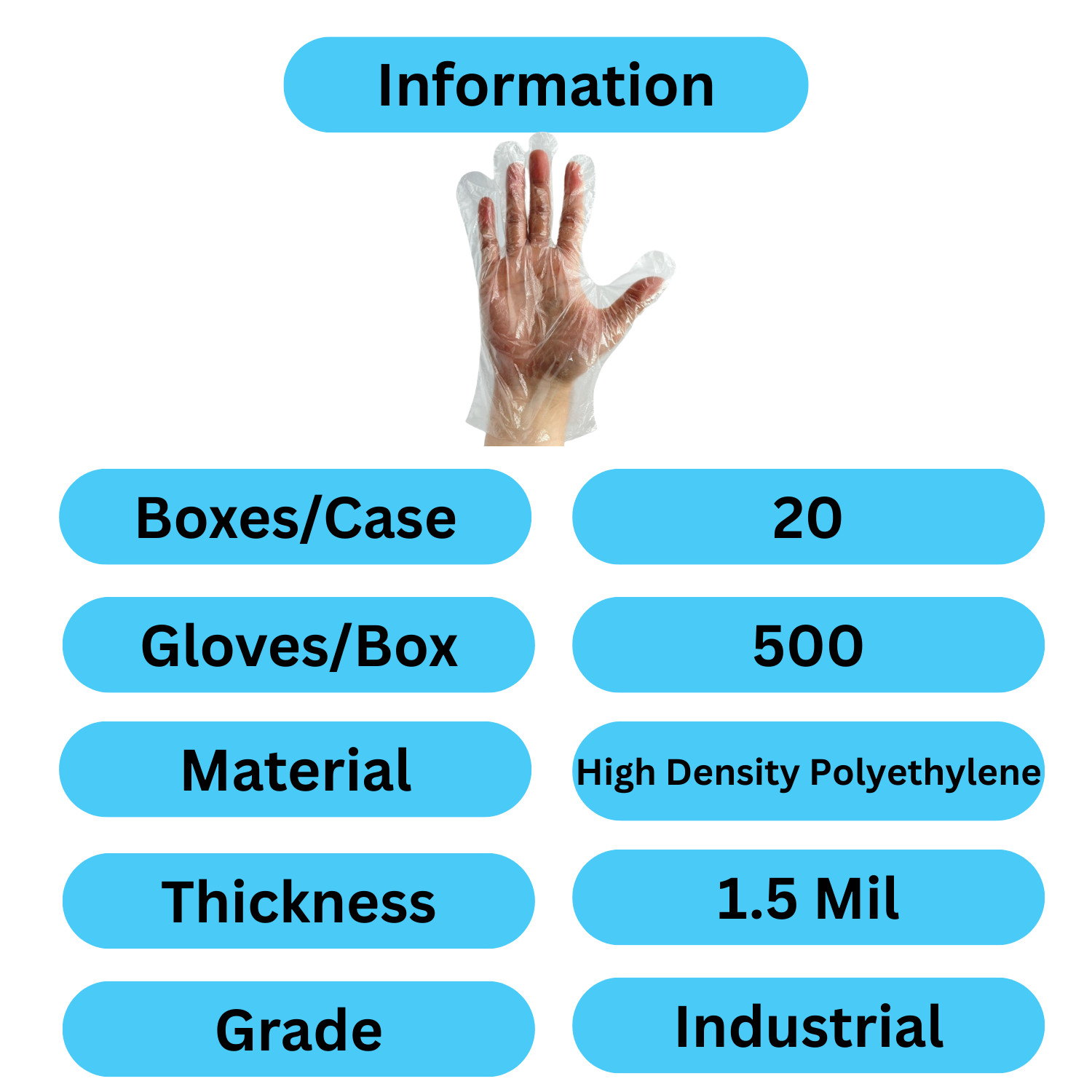 Disposable High Density Polyethylene Food Service Gloves Choose: Size | Pack