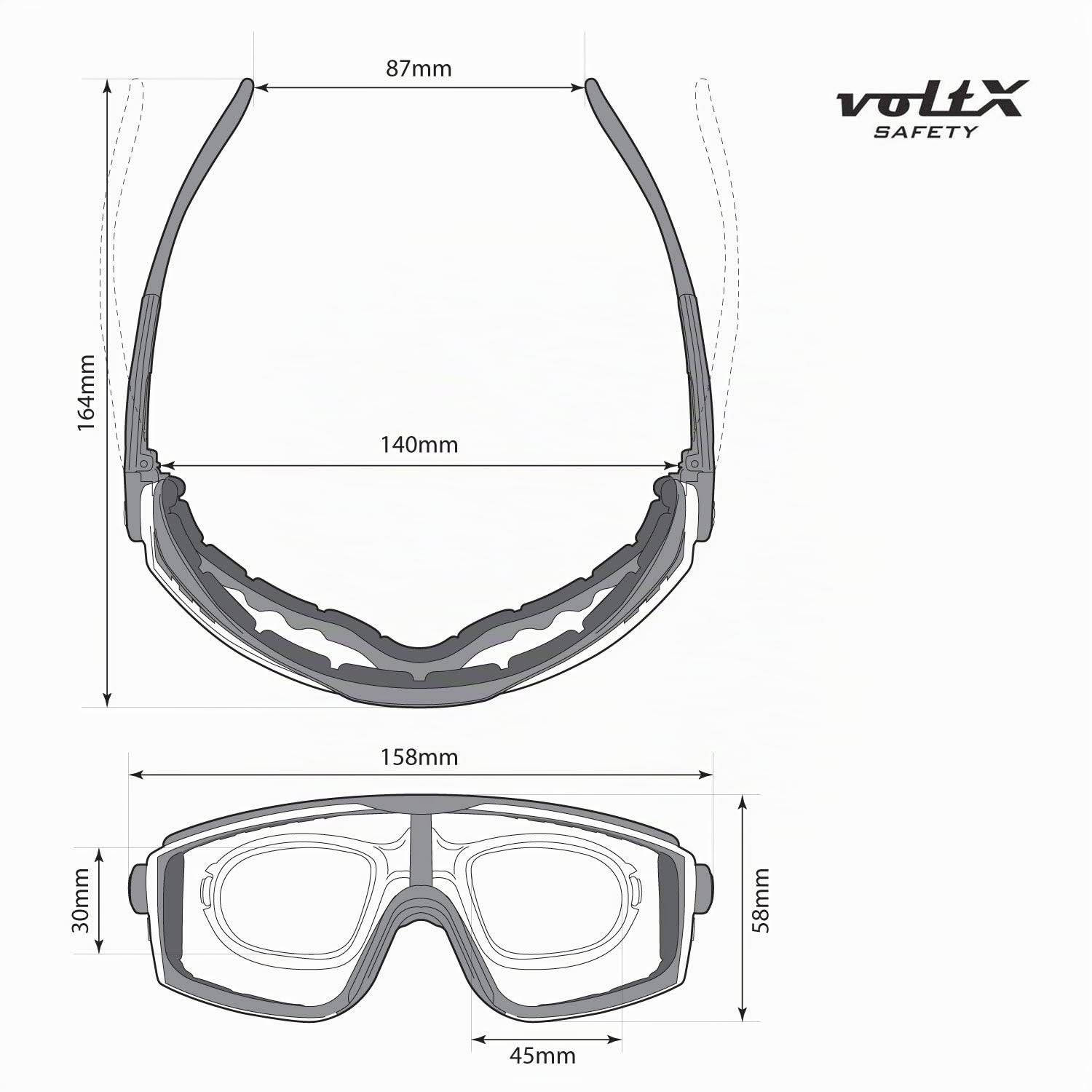 Quad 4in1 Safety Glasses with Reading Lenses CLEAR +2.0 Diopters