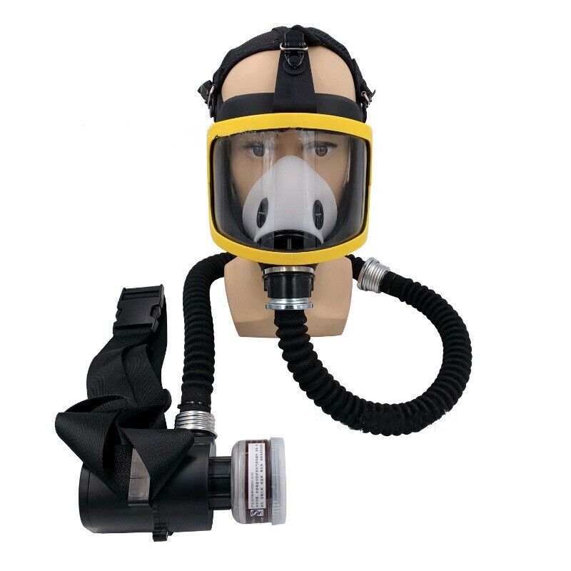 Electric Constant Flow Supplied Air Fed Full Face Gas Mask Respirator System NEW