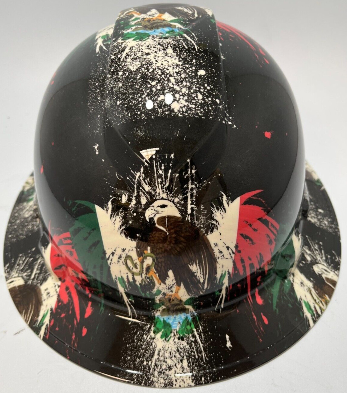 New Full Brim Vented Hard Hat Custom Hydro Dipped SICK MEXICAN ROOTS FLAG