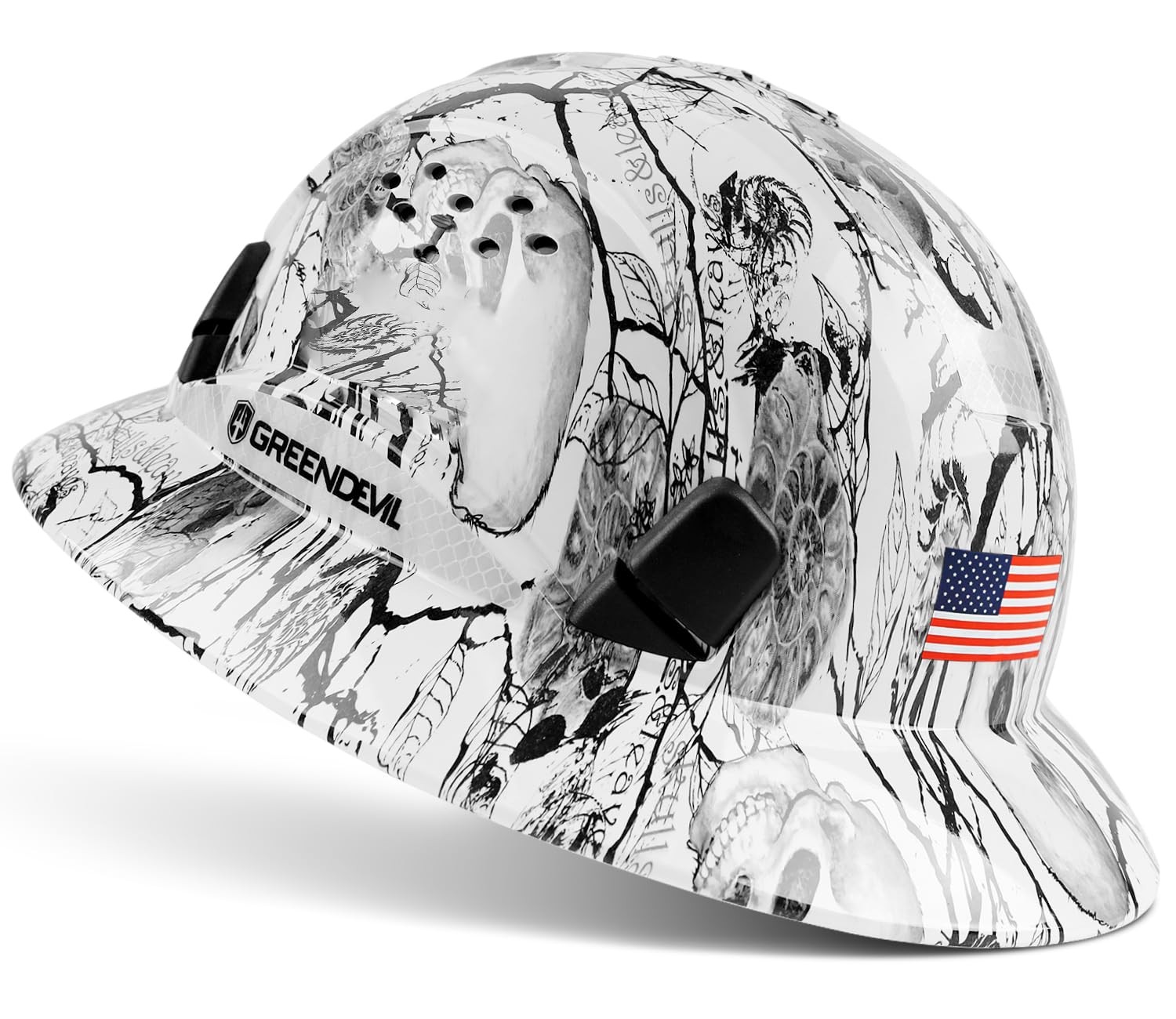 GREEN DEVIL Full Brim Hard Hat Vented Construction Safety Helmet OSHA Approved C