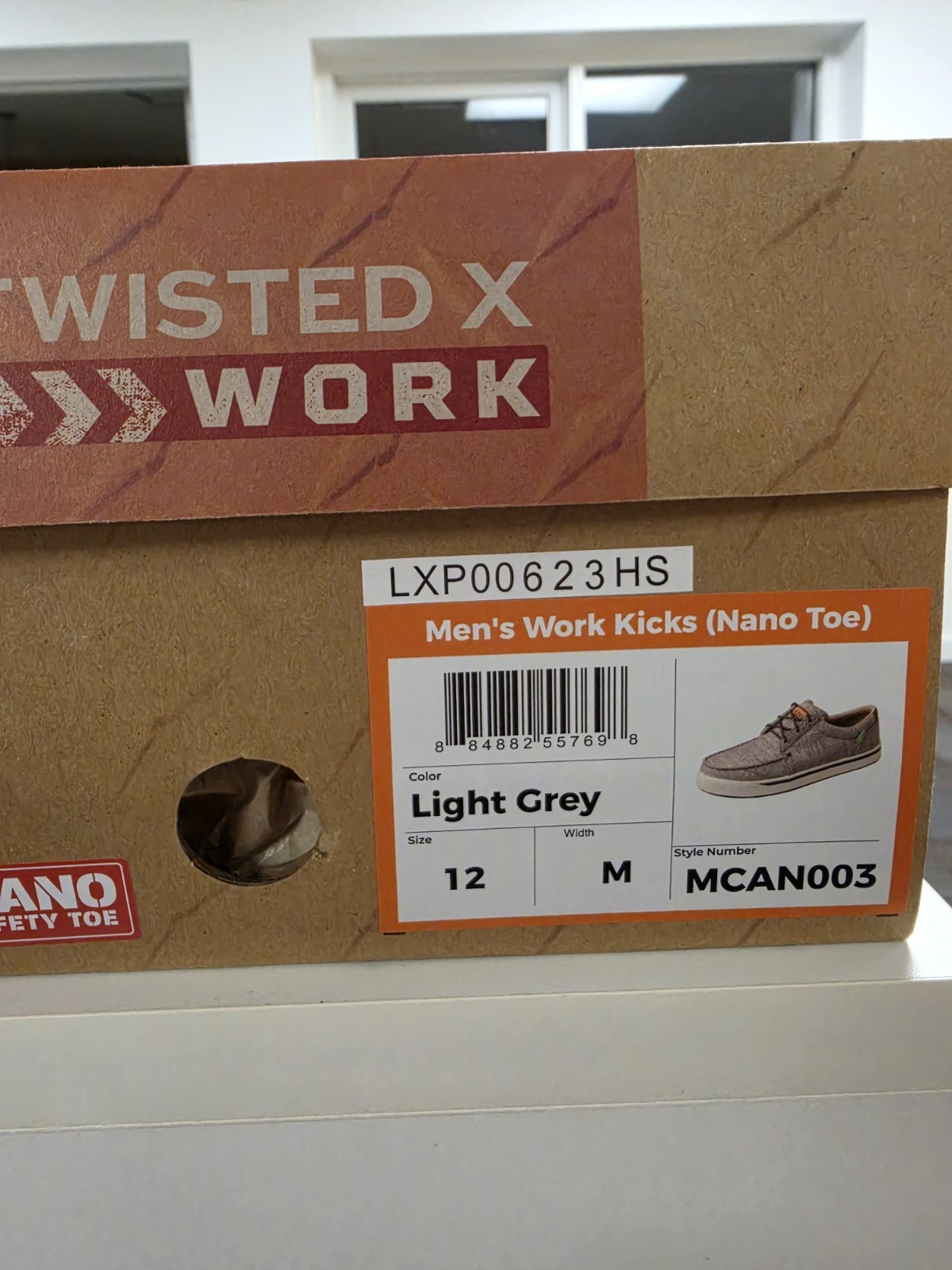 Twisted X Work Kicks Nano Toe Light Grey Slip/Oil Resistant Men’s 12 M
