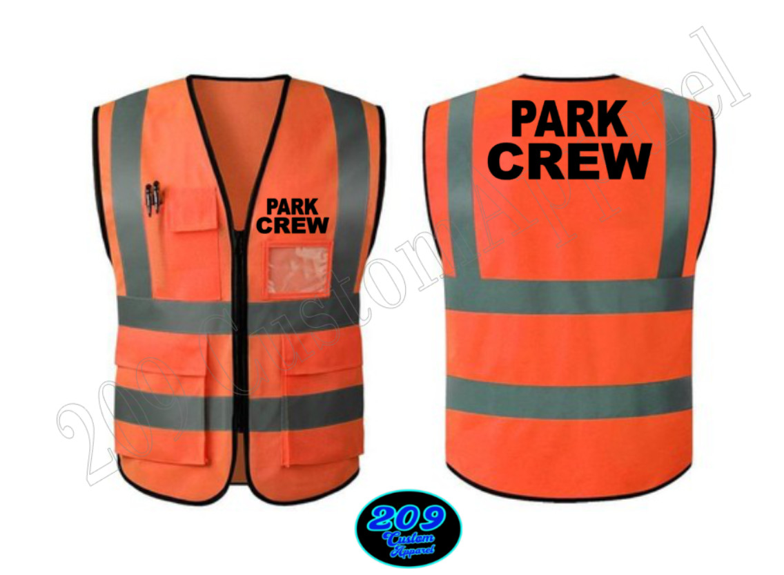 PARK CREW SAFETY VEST REFLECTIVE ANSI CLASS 2 WORKWEAR POCKETS