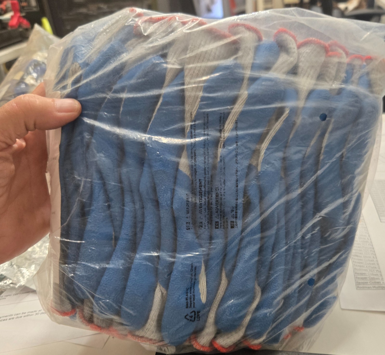 ATLAS FIT 300 SHOWA NATURAL LATEX PALM BLUE LARGE RUBBER WORK GLOVES 1 DOZ – LG