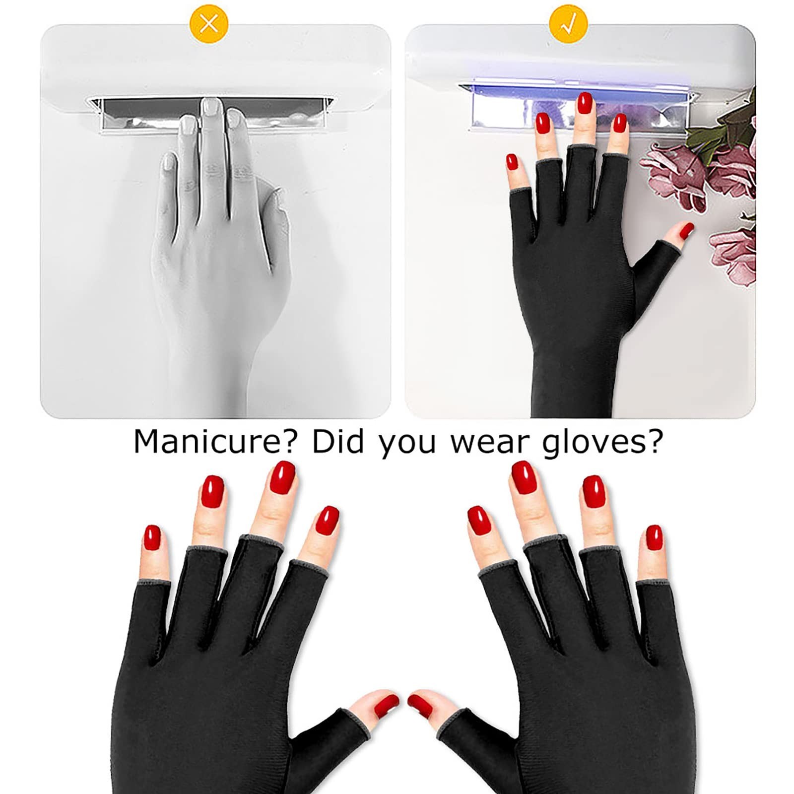 Guantes anti UV para lámpara de gel de uñas Guantes de manicura