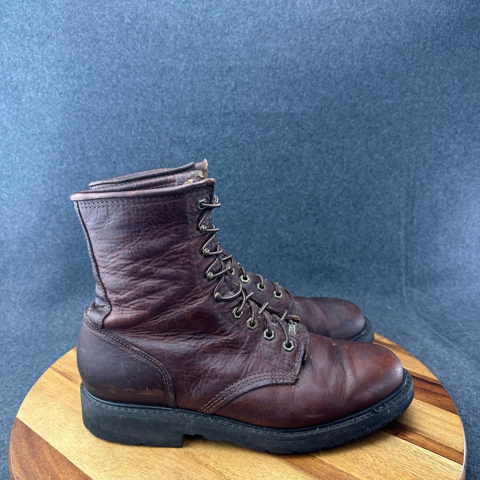 Double H 8″ Lacer Mens Western Work Boots 11.5 2E Walnut Leather 9714 Soft Toe