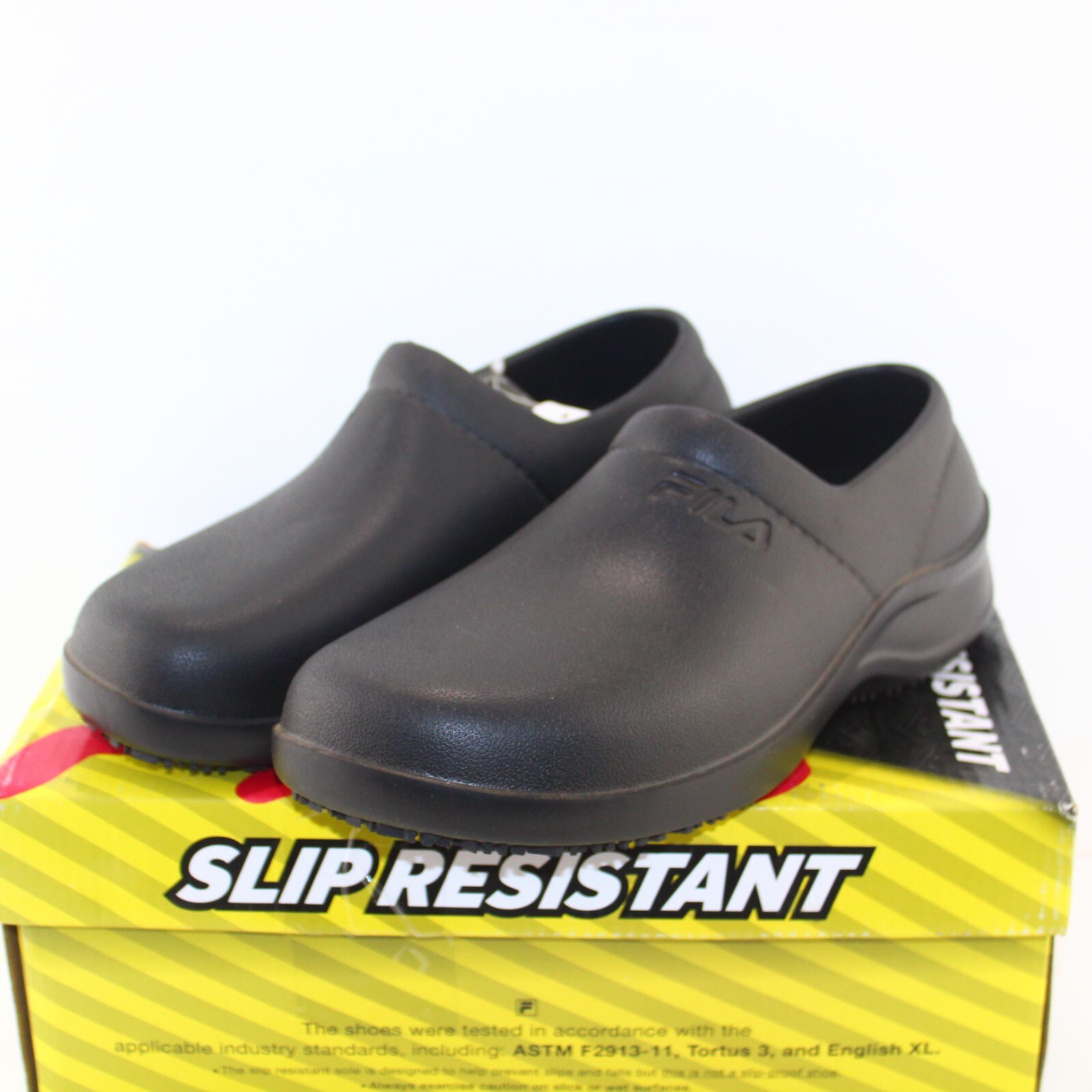 FILA Galvanize SR mens slip on work clogs shoes sizes 8 & 12 M black rubber NEW